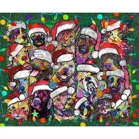 Christmas Collage Black Modern Wood Framed Art Print with Double Matting by Dean Russo Collection