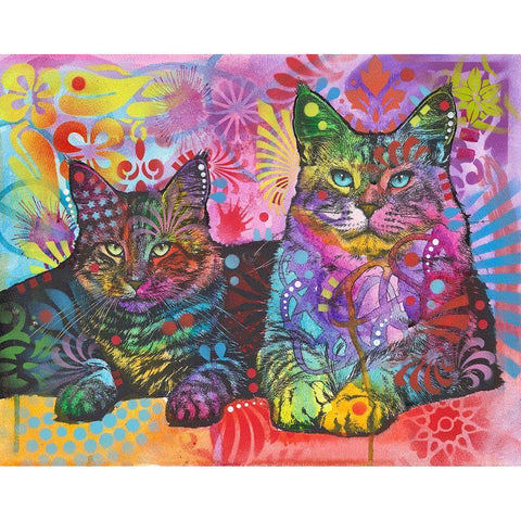 2 Cats Black Modern Wood Framed Art Print with Double Matting by Dean Russo Collection