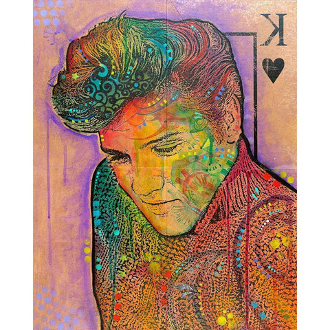 Elvis - King of Hearts Gold Ornate Wood Framed Art Print with Double Matting by Dean Russo Collection