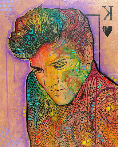 Elvis - King of Hearts Black Ornate Wood Framed Art Print with Double Matting by Dean Russo Collection