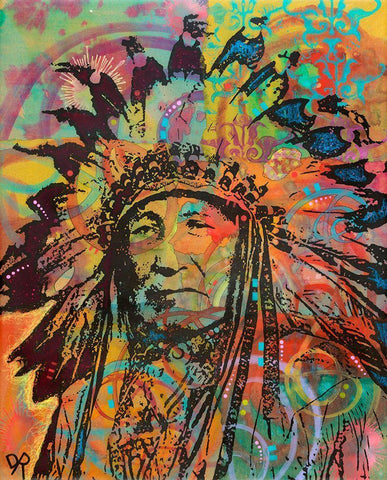 Native American V Black Ornate Wood Framed Art Print with Double Matting by Dean Russo Collection