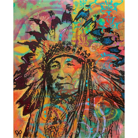 Native American V Black Modern Wood Framed Art Print with Double Matting by Dean Russo Collection