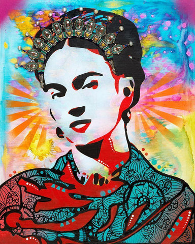 Kahlo White Modern Wood Framed Art Print with Double Matting by Dean Russo Collection