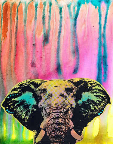 Elephant 3 White Modern Wood Framed Art Print with Double Matting by Dean Russo Collection