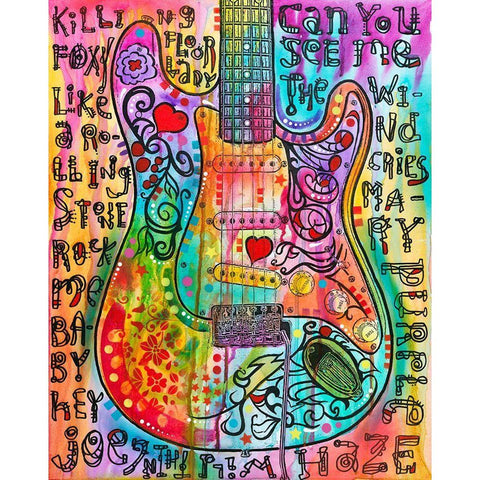 Jimmies Guitar White Modern Wood Framed Art Print by Dean Russo Collection