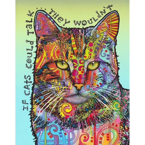 If Cats Could Talk White Modern Wood Framed Art Print by Dean Russo Collection