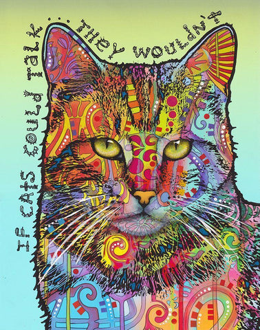 If Cats Could Talk White Modern Wood Framed Art Print with Double Matting by Dean Russo Collection