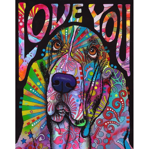 Love You Basset Gold Ornate Wood Framed Art Print with Double Matting by Dean Russo Collection