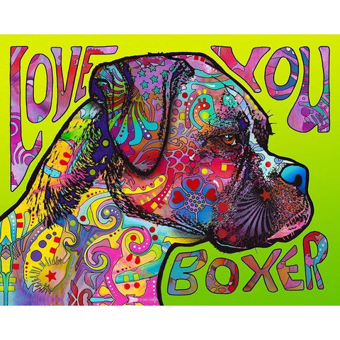 Love You Boxer White Modern Wood Framed Art Print by Dean Russo Collection