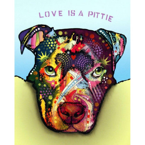 Love Is A Pittie White Modern Wood Framed Art Print by Dean Russo Collection