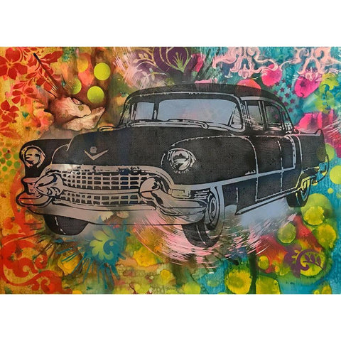 55 Cadillac Black Modern Wood Framed Art Print with Double Matting by Dean Russo Collection