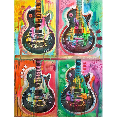 Les Paul 4UP Black Modern Wood Framed Art Print with Double Matting by Dean Russo Collection