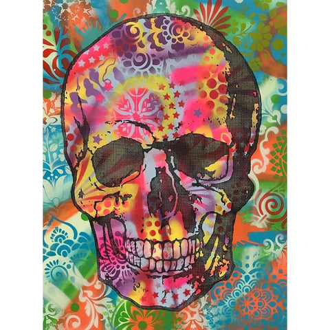 Skull 1UP White Modern Wood Framed Art Print by Dean Russo Collection