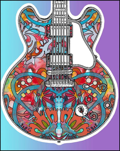 Gibson ES-335 White Modern Wood Framed Art Print with Double Matting by Dean Russo Collection