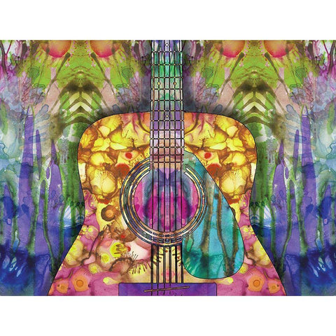 Guitar 2 Gold Ornate Wood Framed Art Print with Double Matting by Dean Russo Collection