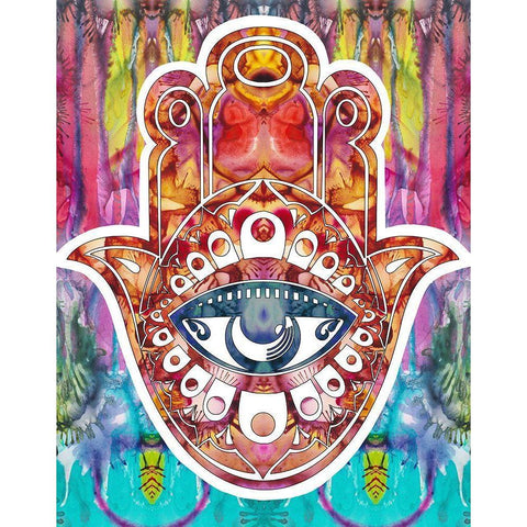 Hamsa White Modern Wood Framed Art Print by Dean Russo Collection