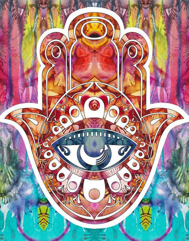 Hamsa White Modern Wood Framed Art Print with Double Matting by Dean Russo Collection