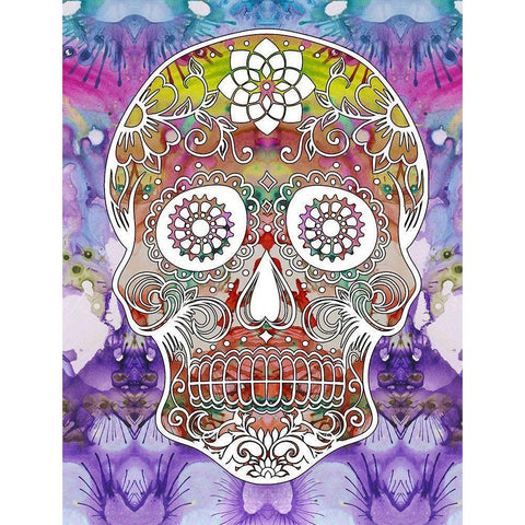 Sugar Skull Gold Ornate Wood Framed Art Print with Double Matting by Dean Russo Collection