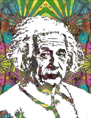 Einstein 5 White Modern Wood Framed Art Print with Double Matting by Dean Russo Collection