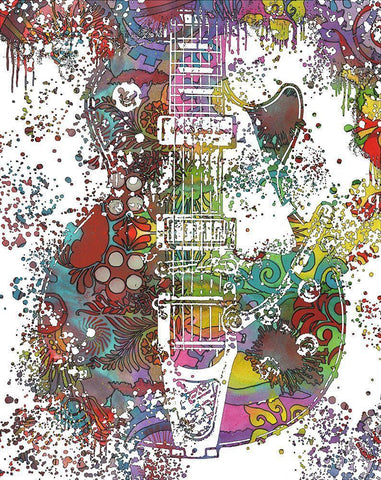 Les Paul Whammy White Modern Wood Framed Art Print with Double Matting by Dean Russo Collection