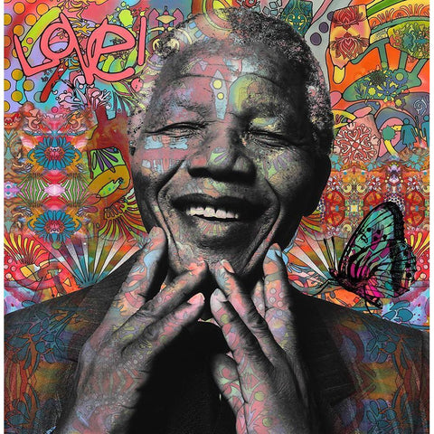 Mandela Black Modern Wood Framed Art Print by Dean Russo Collection