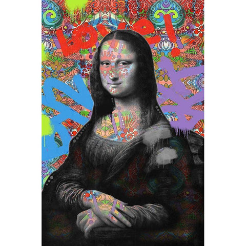 Mona Lisa Black Modern Wood Framed Art Print with Double Matting by Dean Russo Collection