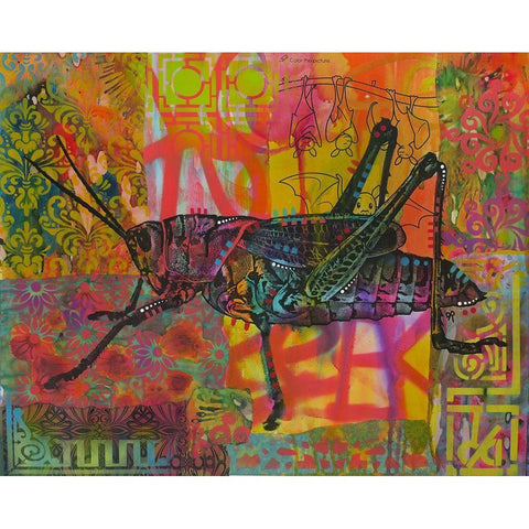 Grasshopper White Modern Wood Framed Art Print by Dean Russo Collection