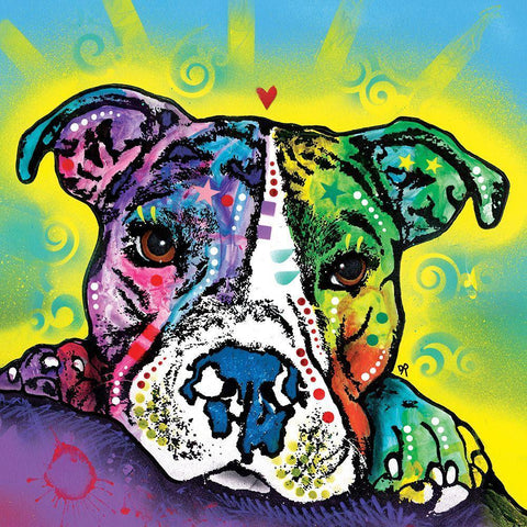 The Baby Pit Bull White Modern Wood Framed Art Print with Double Matting by Dean Russo Collection