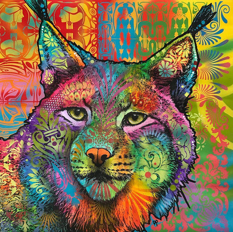 The Lynx White Modern Wood Framed Art Print with Double Matting by Dean Russo Collection