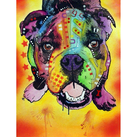 Baby Bulldog Black Modern Wood Framed Art Print by Dean Russo Collection