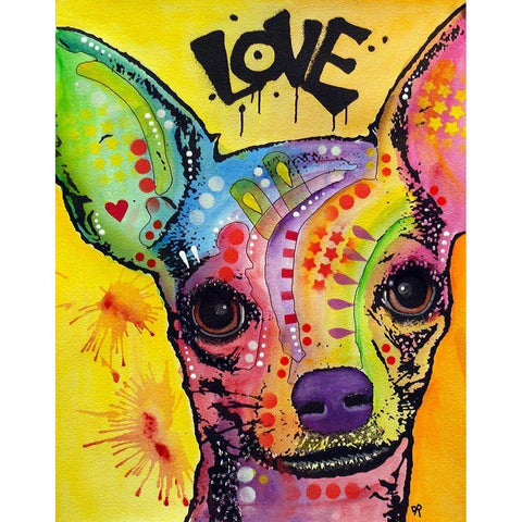 Chihuahua Drip Love Black Modern Wood Framed Art Print with Double Matting by Dean Russo Collection