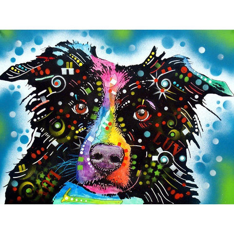 Border Collie 3 Black Modern Wood Framed Art Print by Dean Russo Collection