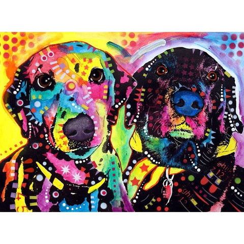 Daisy and Noel Black Modern Wood Framed Art Print with Double Matting by Dean Russo Collection