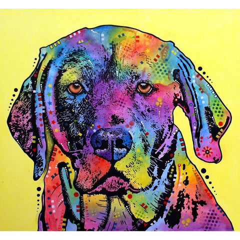 Fixate Labrador White Modern Wood Framed Art Print by Dean Russo Collection