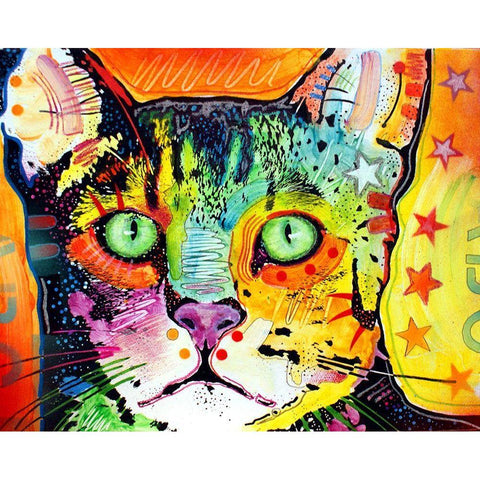 Straight Cat White Modern Wood Framed Art Print by Dean Russo Collection