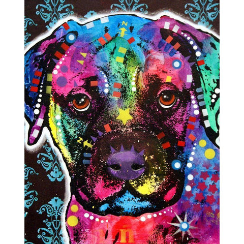 Young Bullmastiff White Modern Wood Framed Art Print by Dean Russo Collection