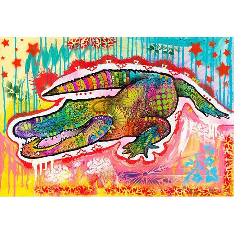 Alligator 2 White Modern Wood Framed Art Print by Dean Russo Collection