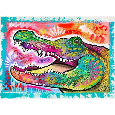 Alligator 3 White Modern Wood Framed Art Print by Dean Russo Collection