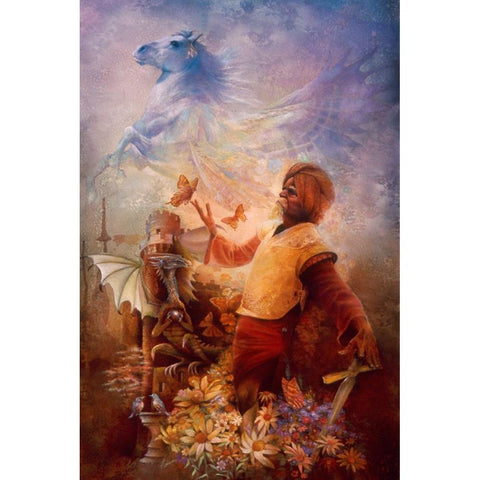 The Spinner Of Dreams Gold Ornate Wood Framed Art Print with Double Matting by Lund, Denton