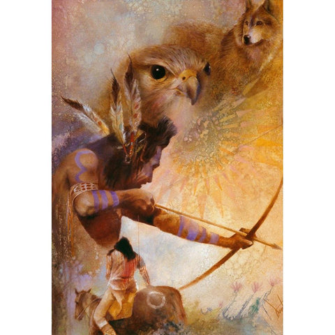 The Hunters White Modern Wood Framed Art Print by Lund, Denton