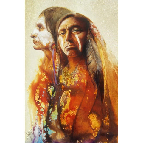 Portrait Of A Warrior White Modern Wood Framed Art Print by Lund, Denton