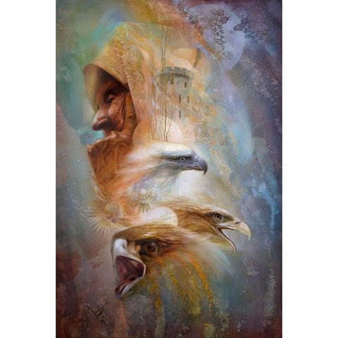 A Conjuring Of Eagles White Modern Wood Framed Art Print by Lund, Denton