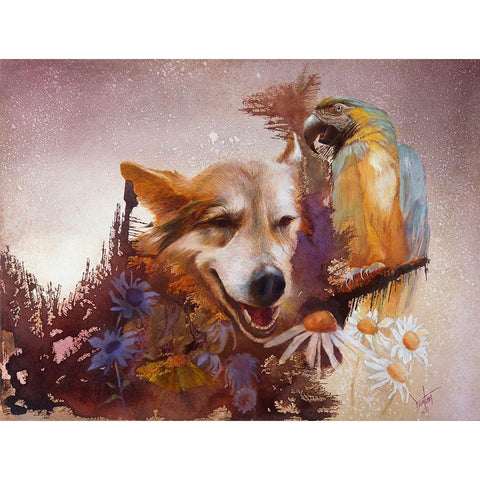 Friends White Modern Wood Framed Art Print by Lund, Denton