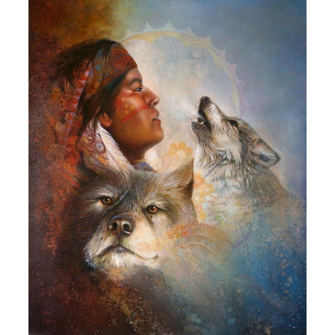 Cry Of The Wolves Black Modern Wood Framed Art Print with Double Matting by Lund, Denton