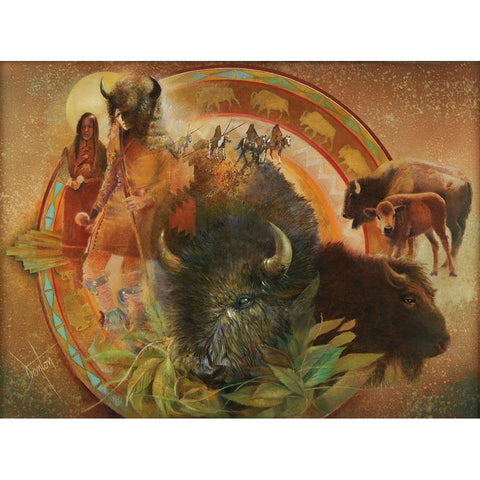 Spirit Of Tatanka Black Modern Wood Framed Art Print with Double Matting by Lund, Denton