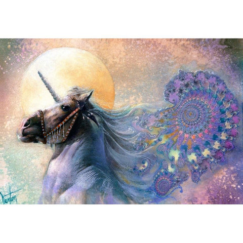 The Unicorn White Modern Wood Framed Art Print by Lund, Denton