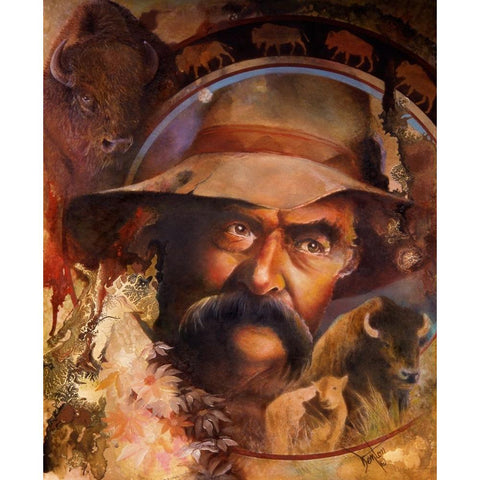 Buffalo Spring Black Modern Wood Framed Art Print with Double Matting by Lund, Denton