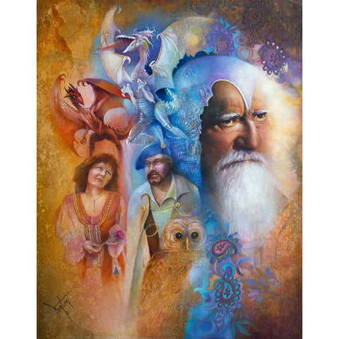 Merlins World Gold Ornate Wood Framed Art Print with Double Matting by Lund, Denton