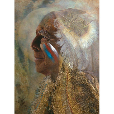 Wicasa Wakan ( The Holy Man) Black Modern Wood Framed Art Print with Double Matting by Lund, Denton