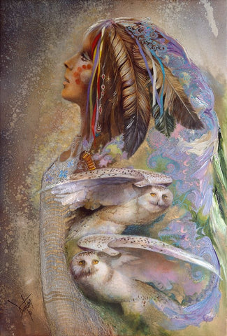 Golden Feather White Modern Wood Framed Art Print with Double Matting by Lund, Denton